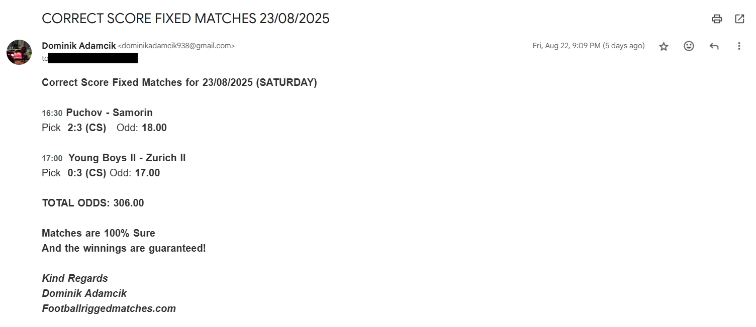 Correct Score Fixed Matches Today