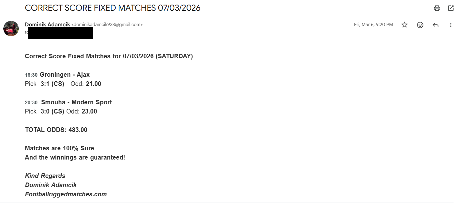 Rigged Correct Score Matches